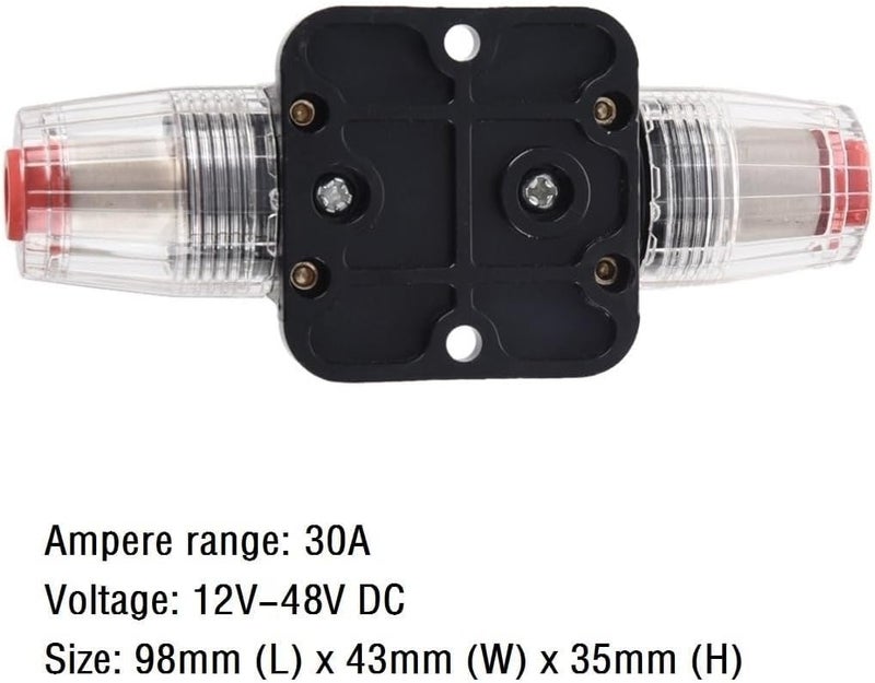 ANJOSHI Fuse Holders 30amp Inline Circuit Breaker 20-300A for Car Audio and Amps Overload Protection Reset Fuse Inverter 12V-24V DC Replace Fuses - Image 2